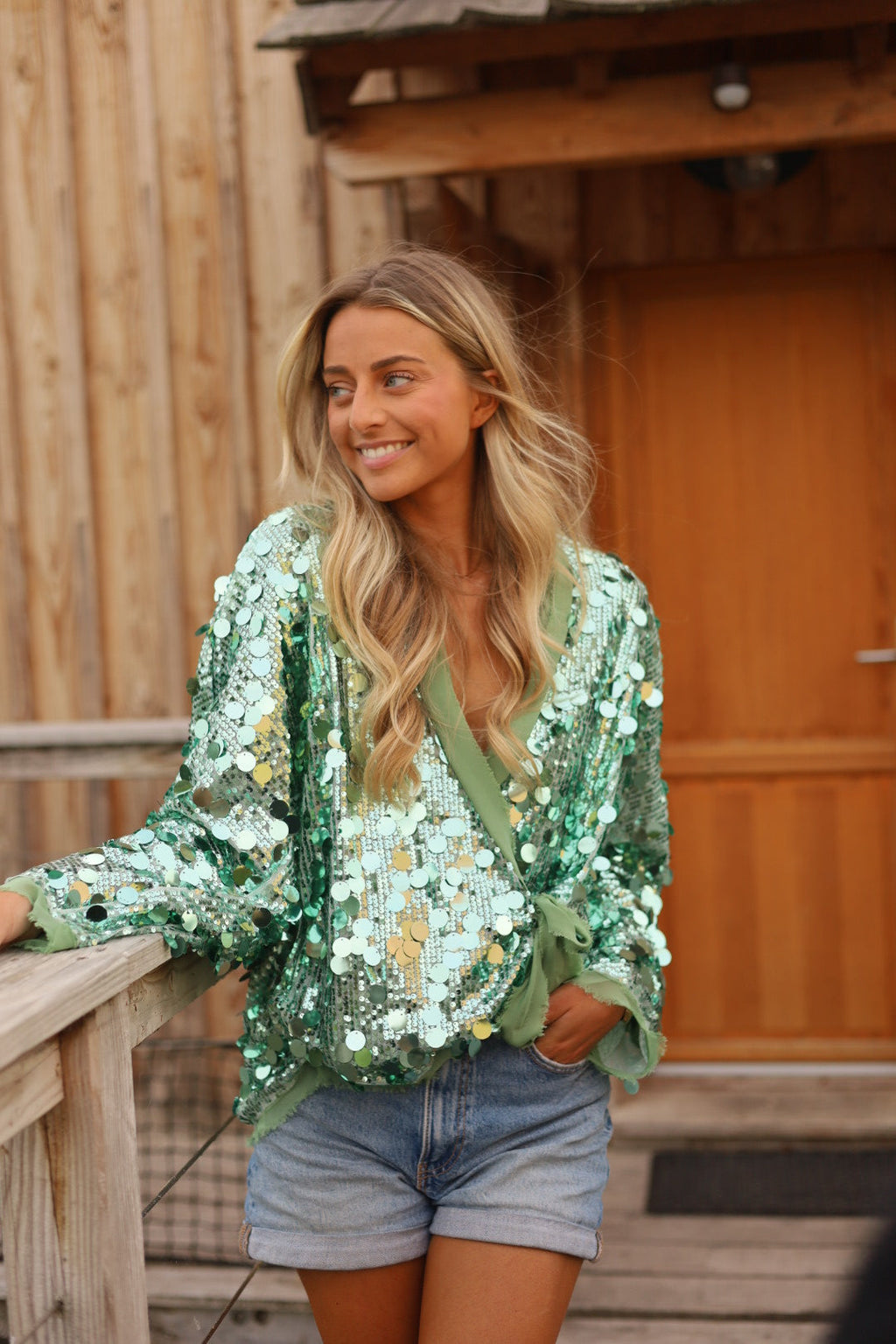 Gilet Sequins Lalie - Vert