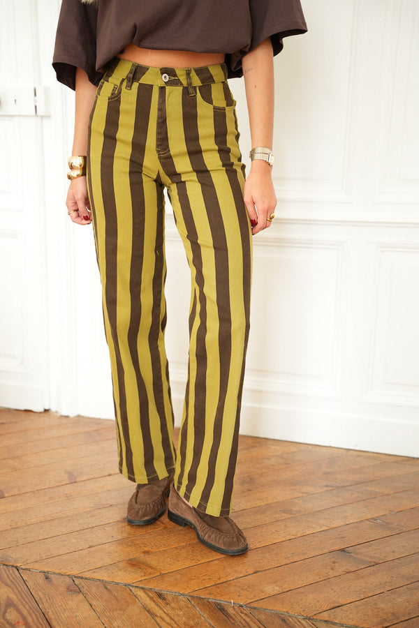 Gestreepte Jeans - Clara Olijf