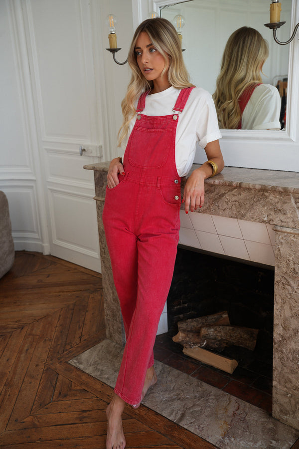 Cléo Dungaree Jumpsuit - Red