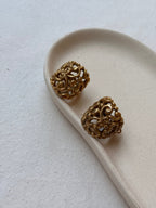 Boucles D’Oreilles Scherrer Vintage - Créoles Larges Ajourées