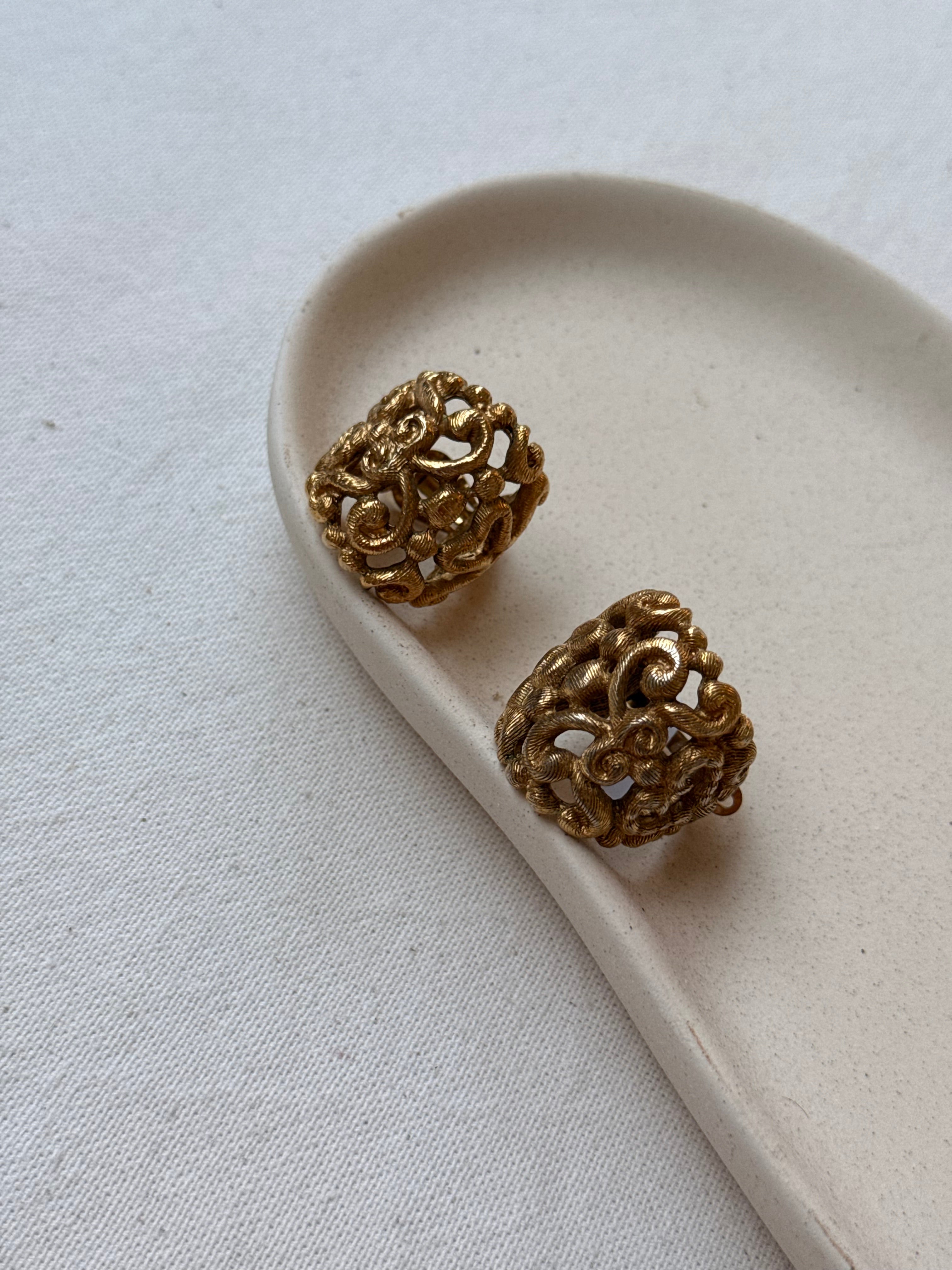 Boucles D’Oreilles Scherrer Vintage - Créoles Larges Ajourées