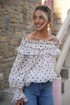 Blouse À Pois Aya - Crème/Noire