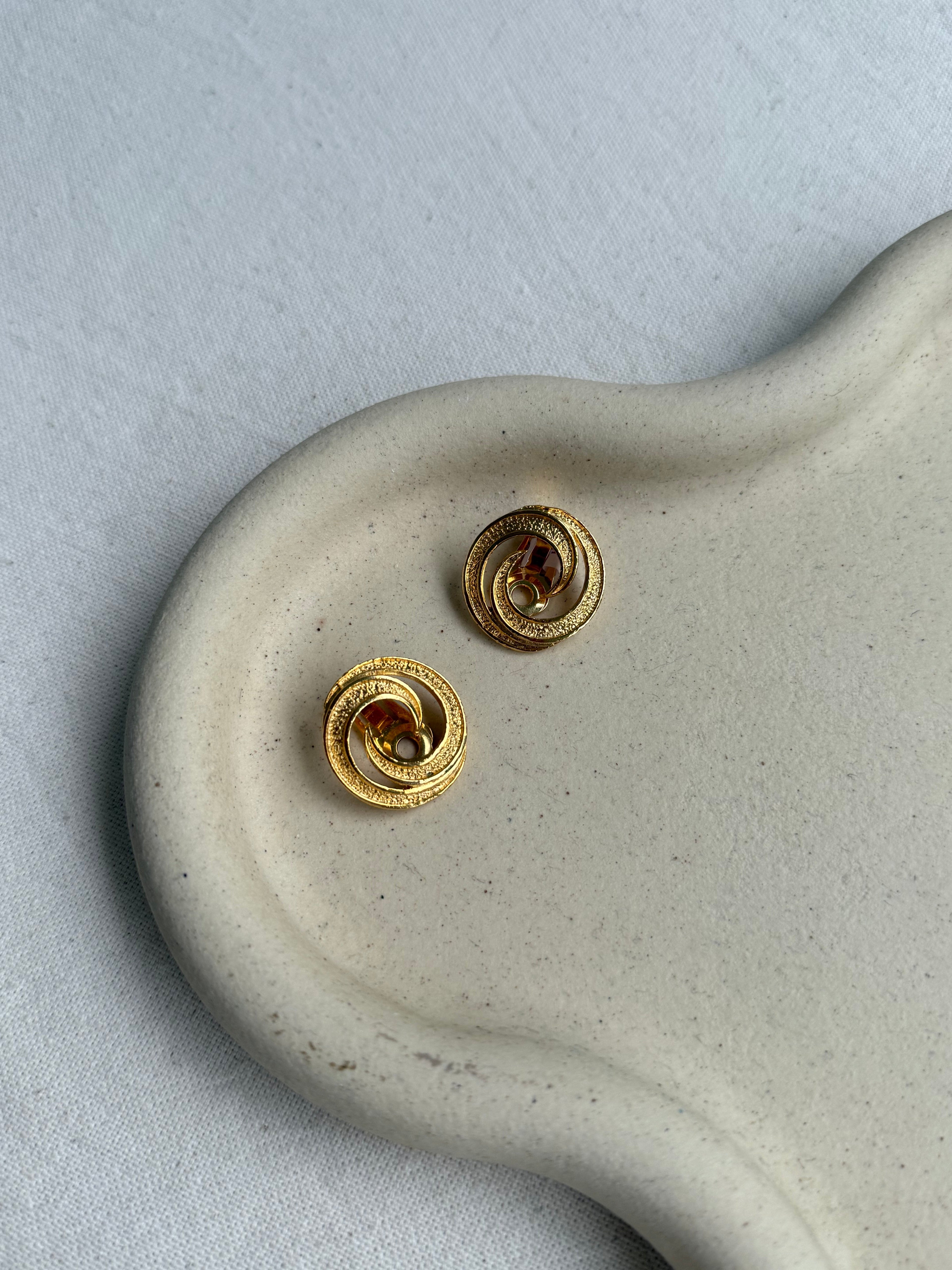 Boucles D’Oreilles Vintage - Spirales Dorées Texturées