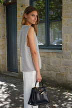 Baptiste Striped Sleeveless Vest Navy/Ecru