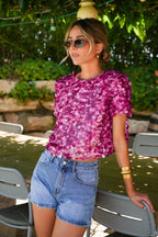Blouse À Sequins Liza - Rose