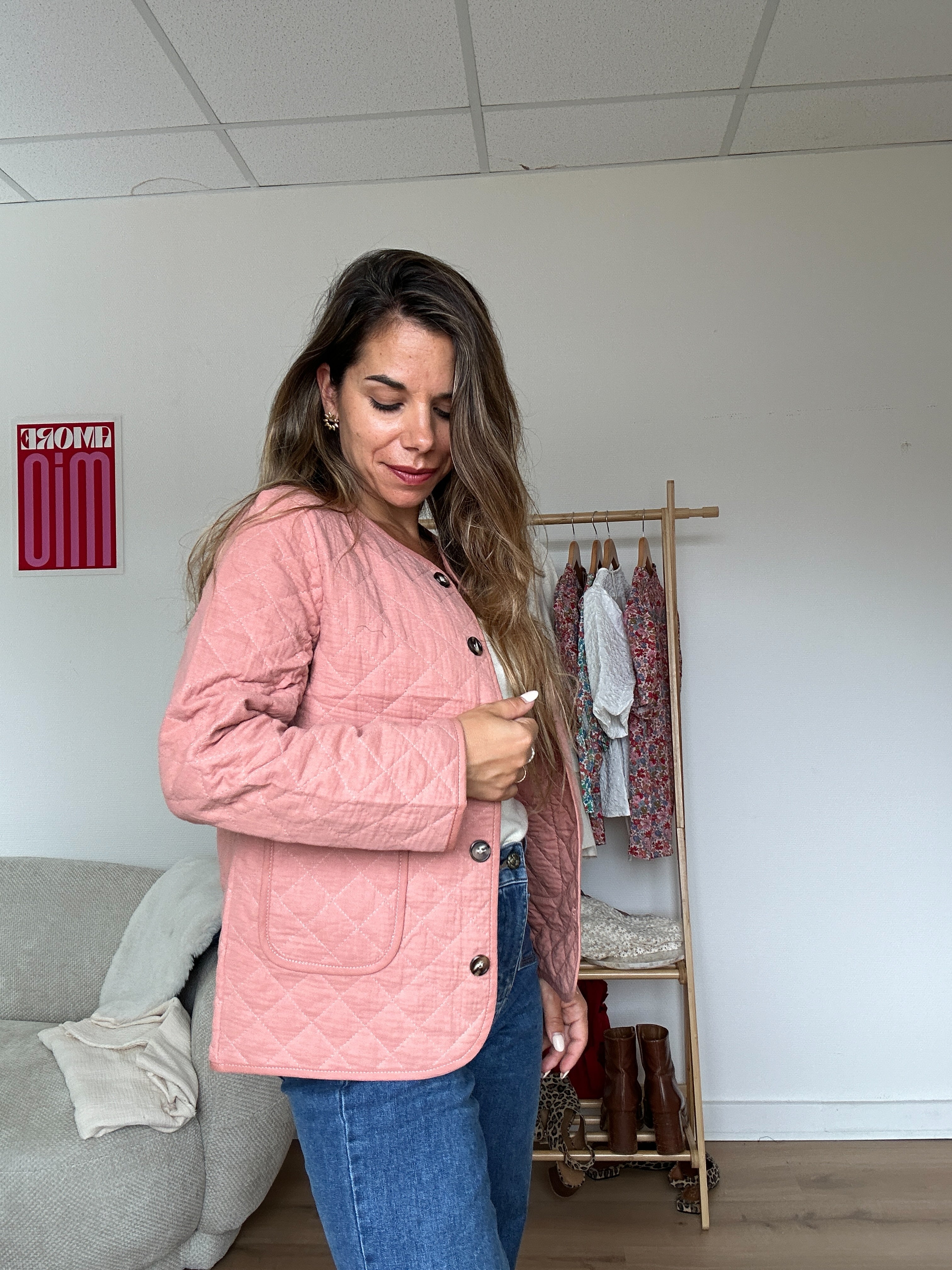 Pink Quilted Jacket
