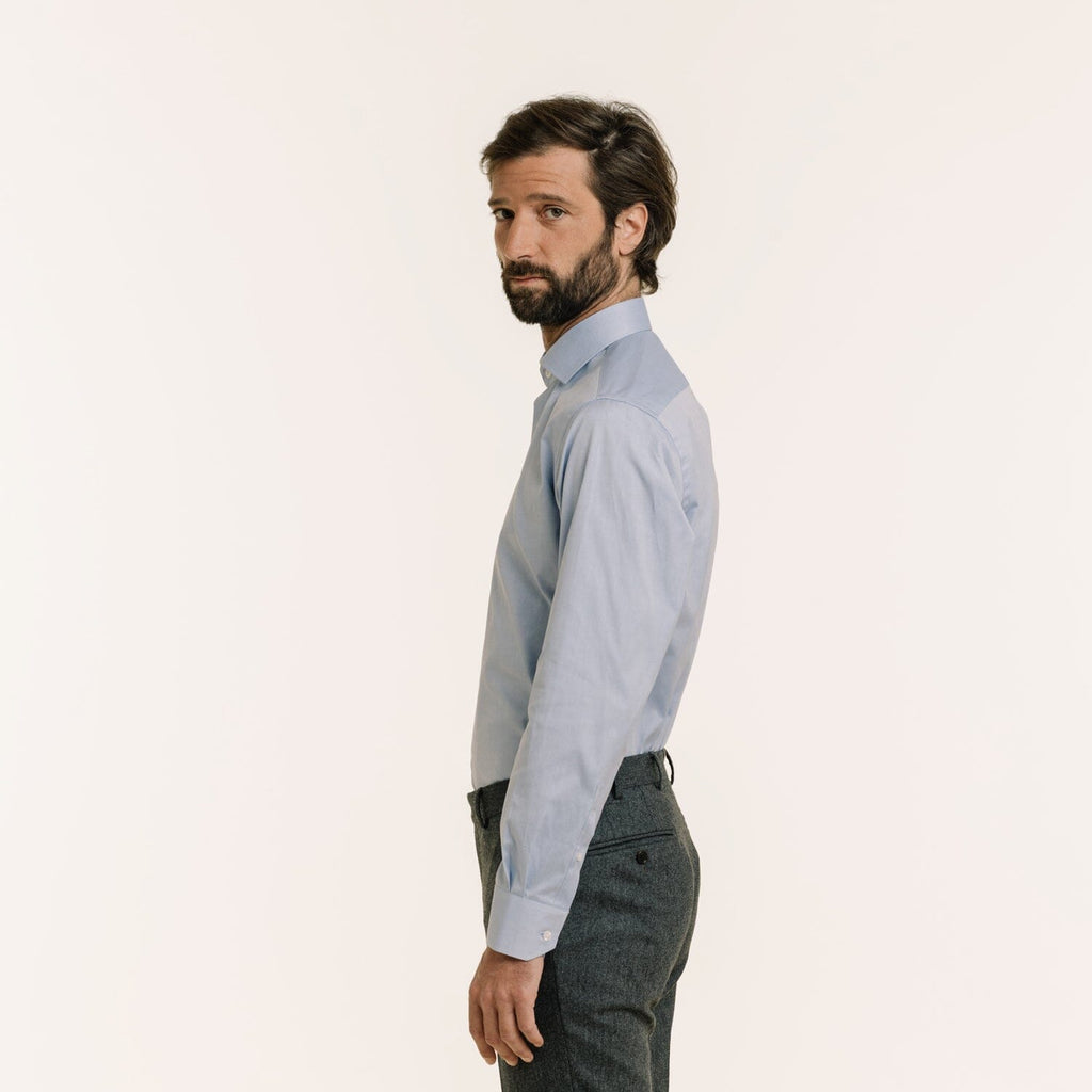 Chemise En Oxford Double Retors Bleue