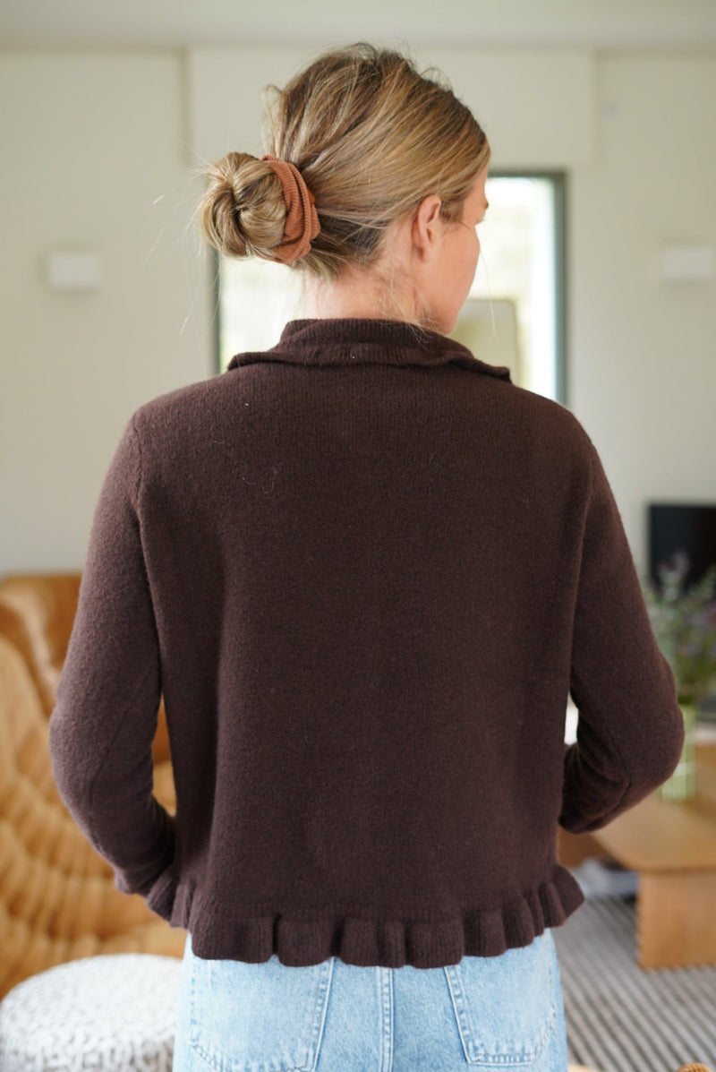 Gilet Paco Col Froufrou Chocolat