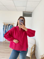 Blusa de cuadros vichy fucsia Clothilde
