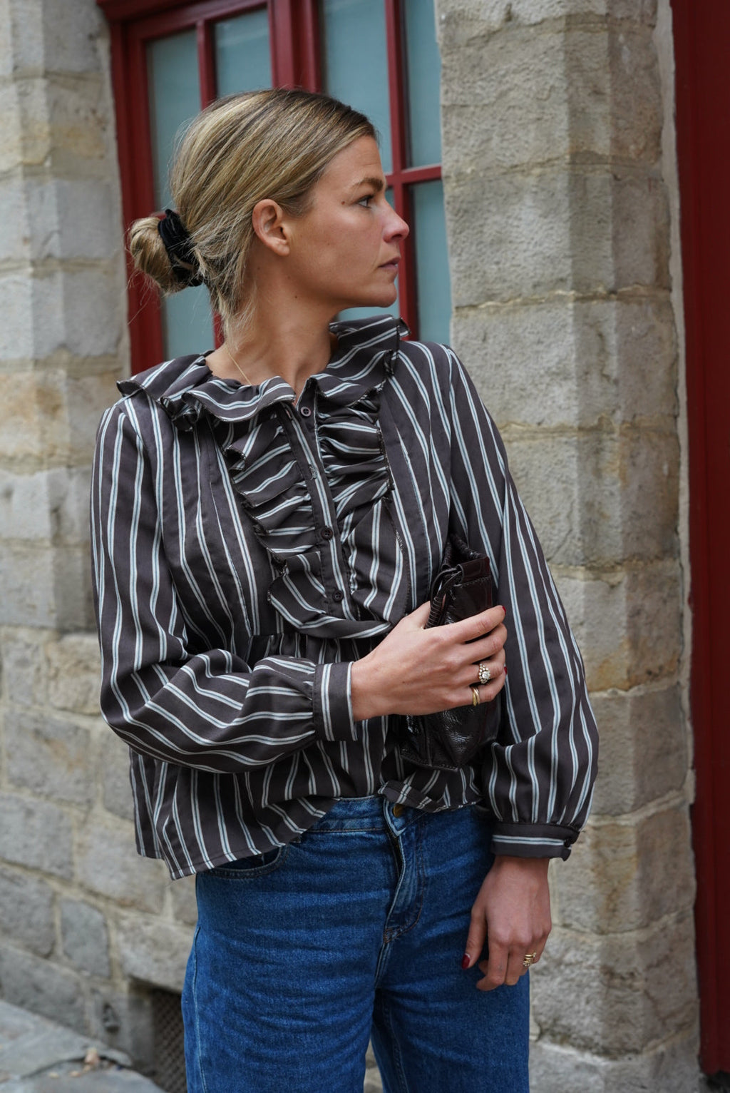 Olympe Chocolate Stripe Blouse