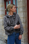 Olympe Chocolate Stripe Blouse