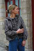 Olympe Chocolate Stripe Blouse