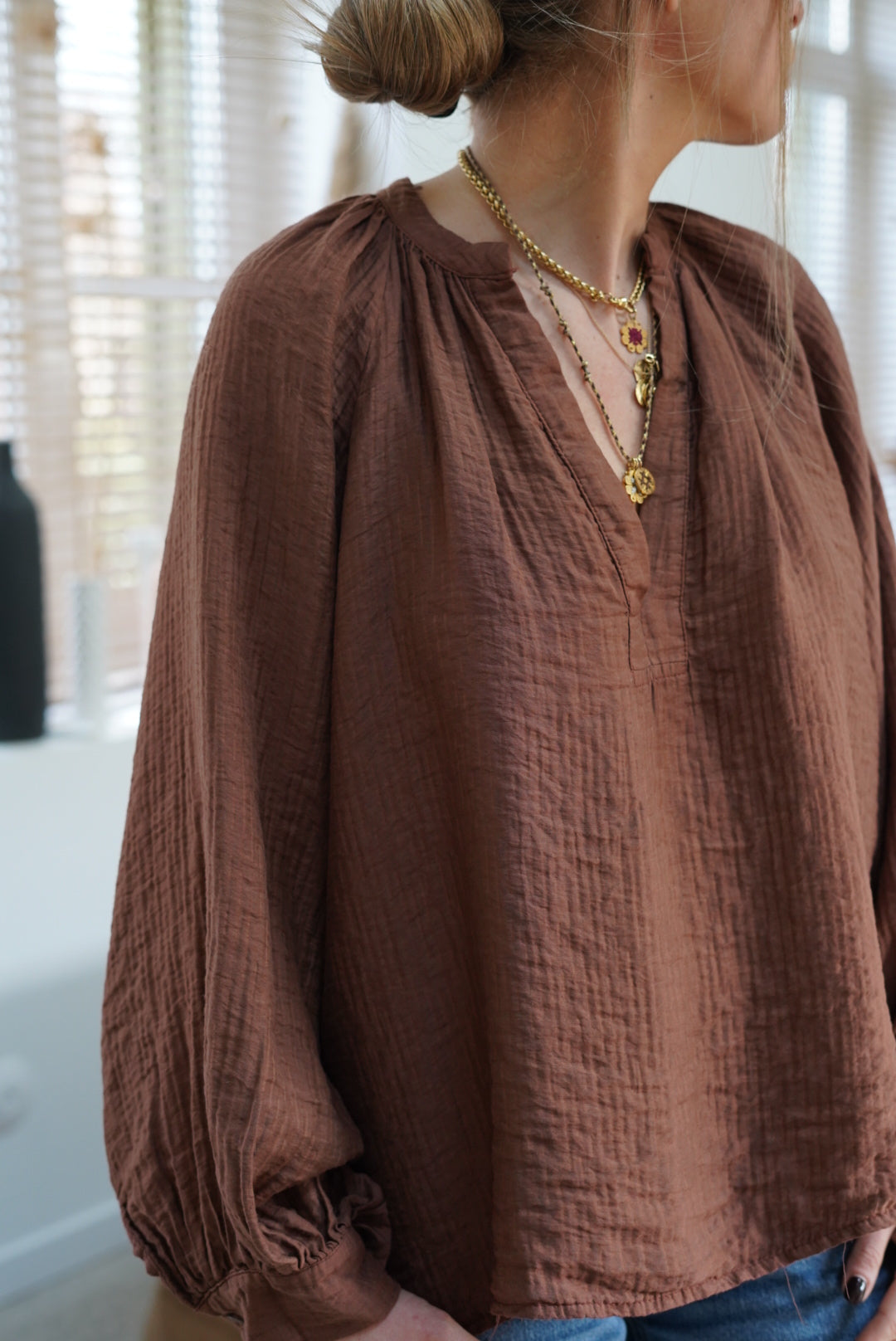 Pink Brown Fall Blouse