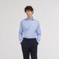 Chemise Cintrée En Fil-À-Fil Double Retors Bleue