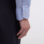 Chemise Cintrée En Fil-À-Fil Double Retors Bleue