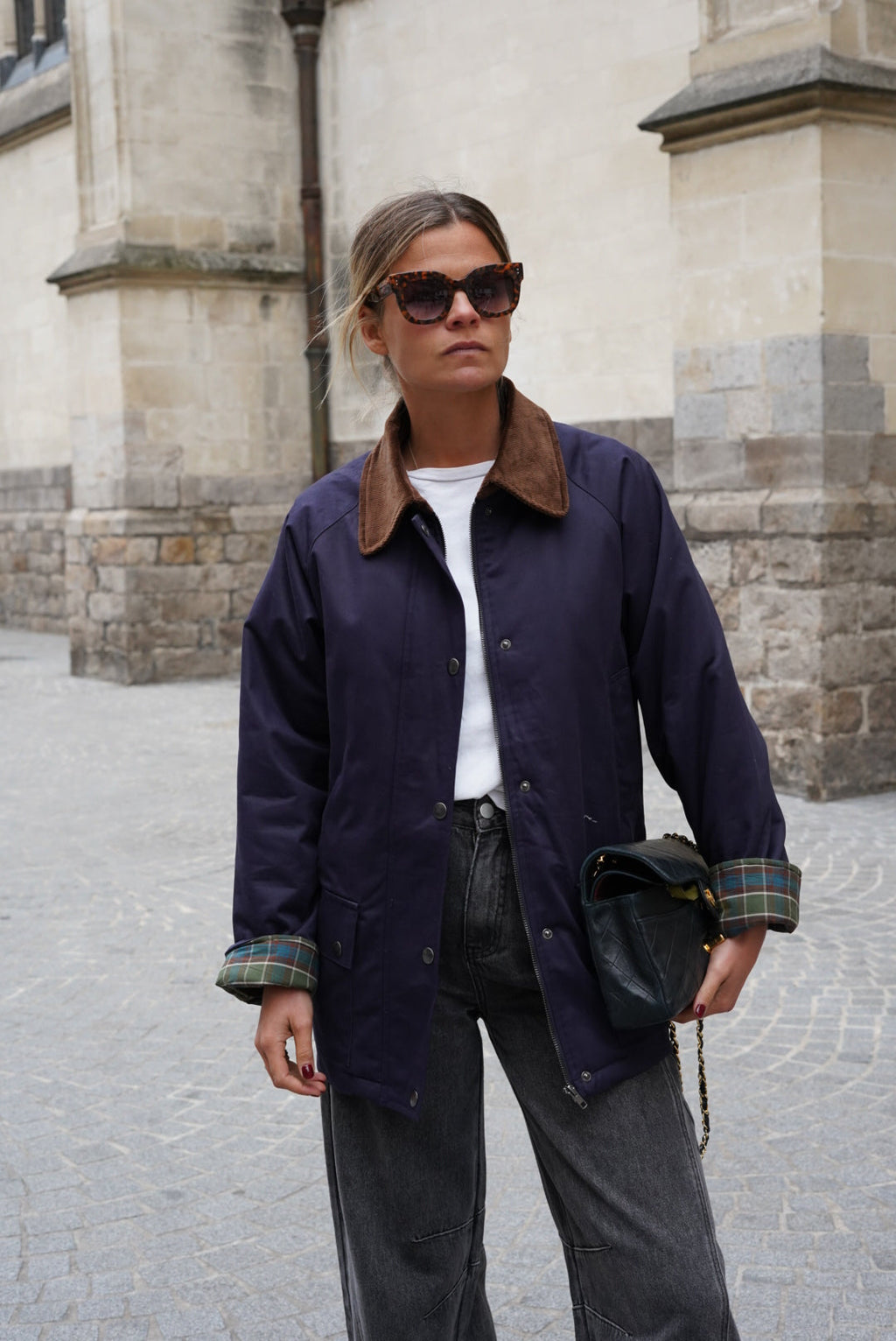 Léonie Navy Mid-Long Jacket