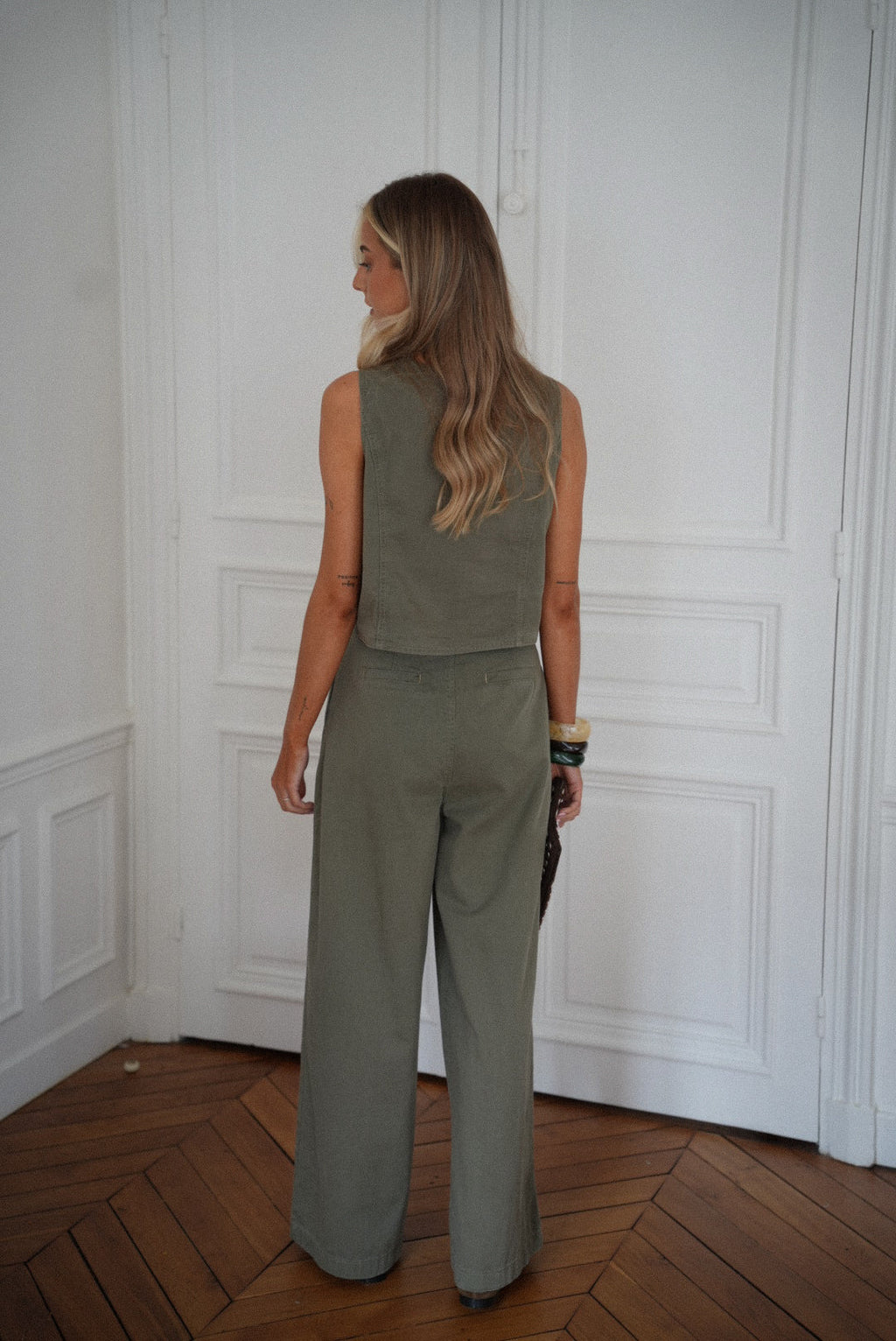 Shelby Khaki - Buttoned Top