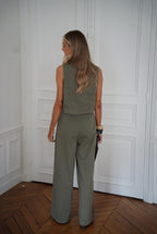 Shelby Khaki - Buttoned Top