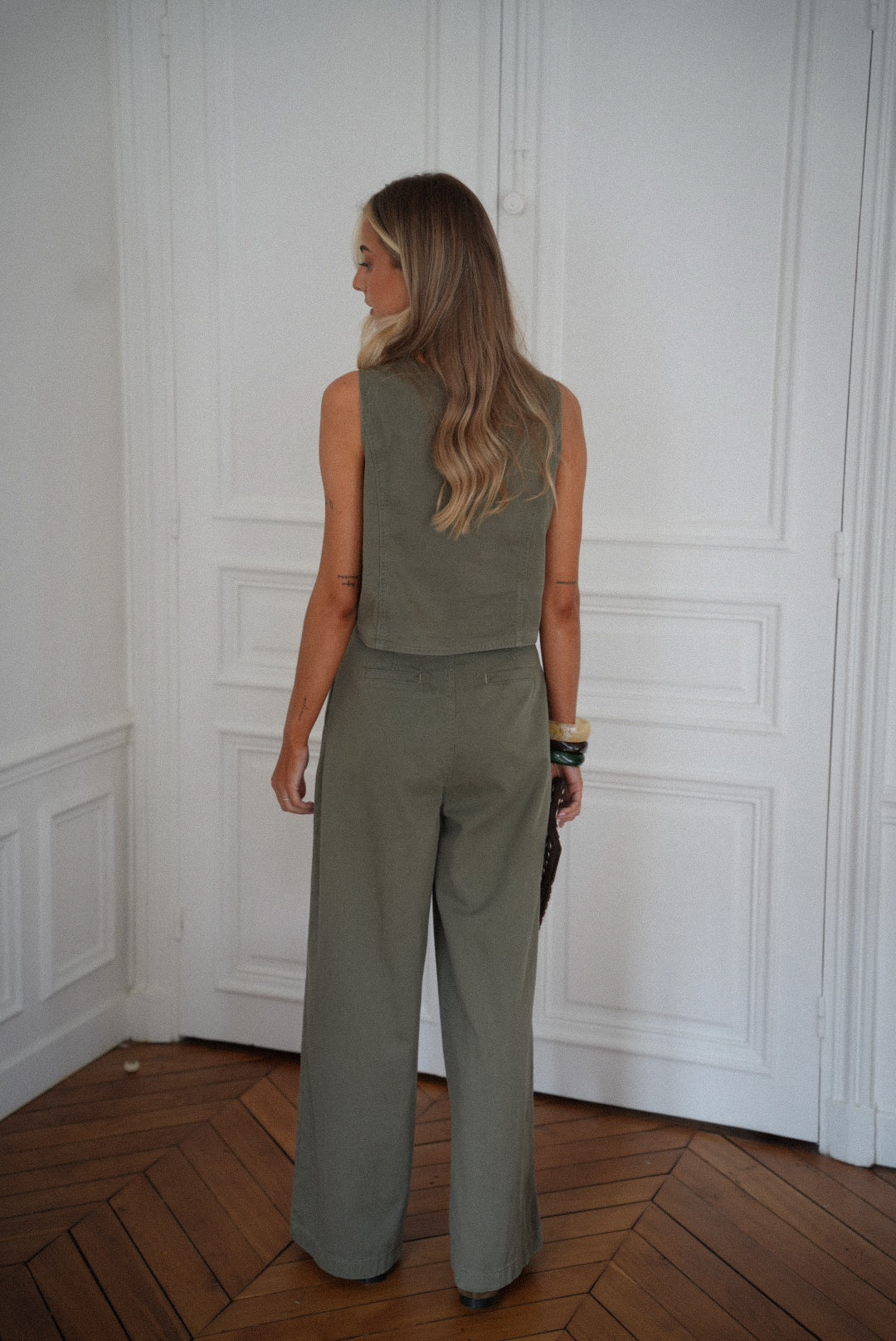 Shelby Khaki - Buttoned Top