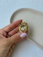 Vintage Scarf Ring - Central Pearl and Gold-Tone Border