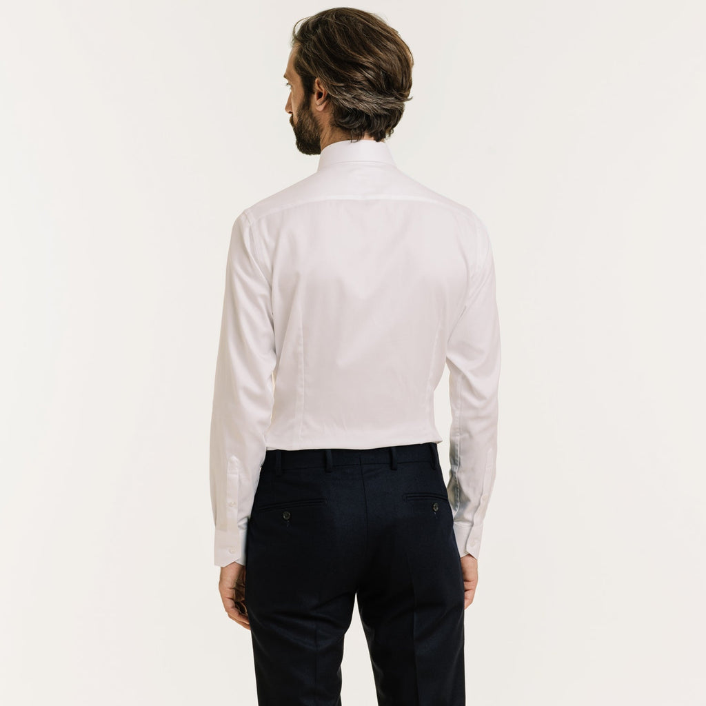 Chemise Cintrée En Chevron Double Retors Blanche