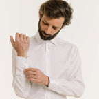 Chemise Cintrée En Chevron Double Retors Blanche