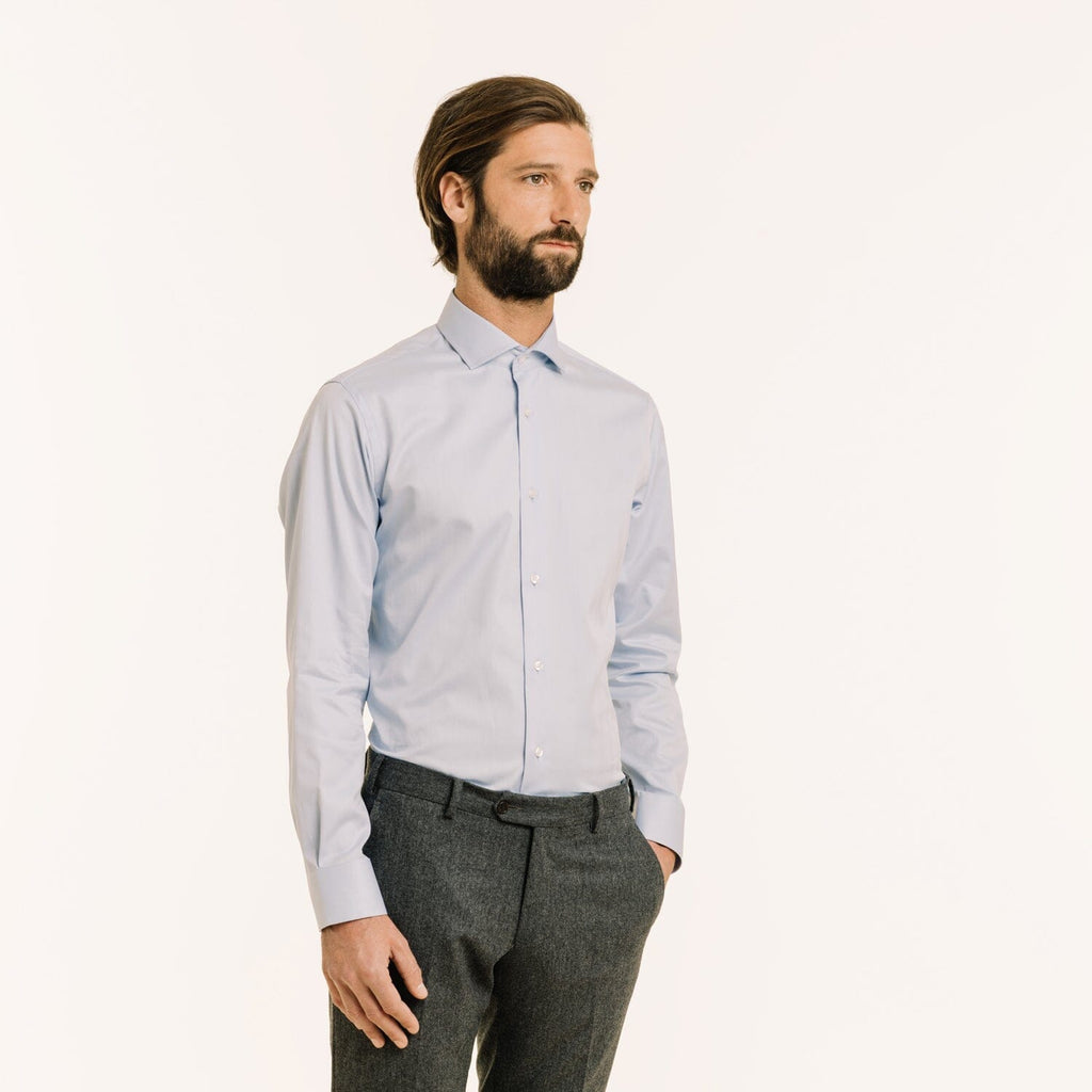 Chemise Cintrée En Chevron Double Retors Bleue
