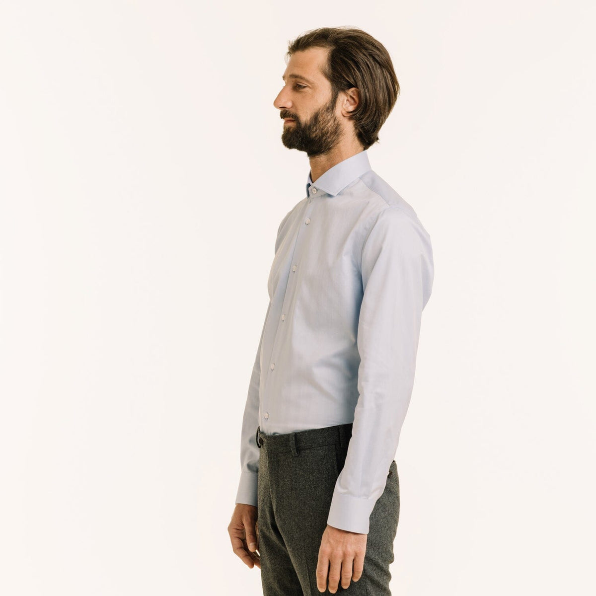 Chemise Cintrée En Chevron Double Retors Bleue