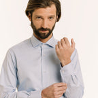 Chemise Cintrée En Chevron Double Retors Bleue