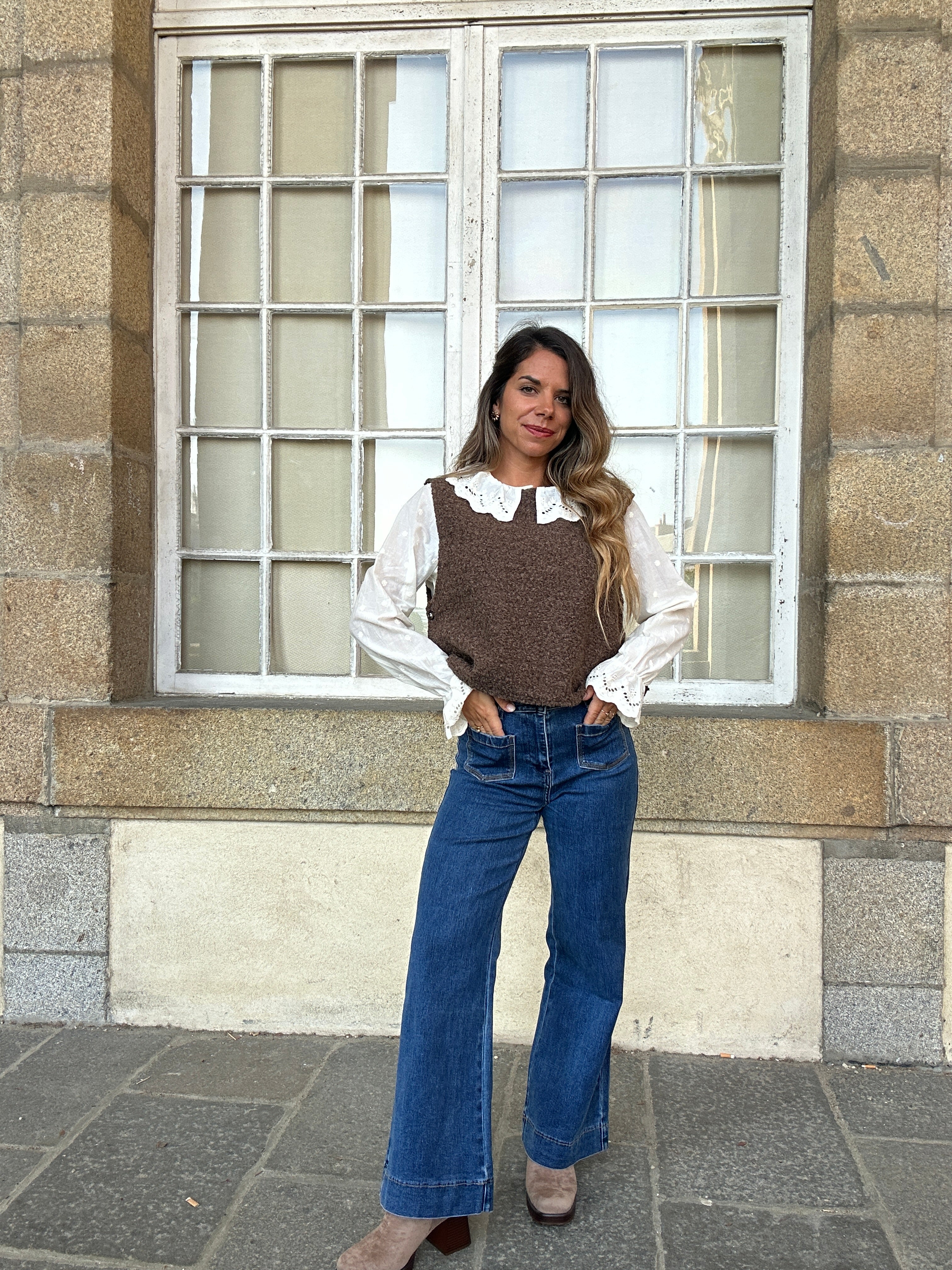 Jersey sin mangas Louisa marrón