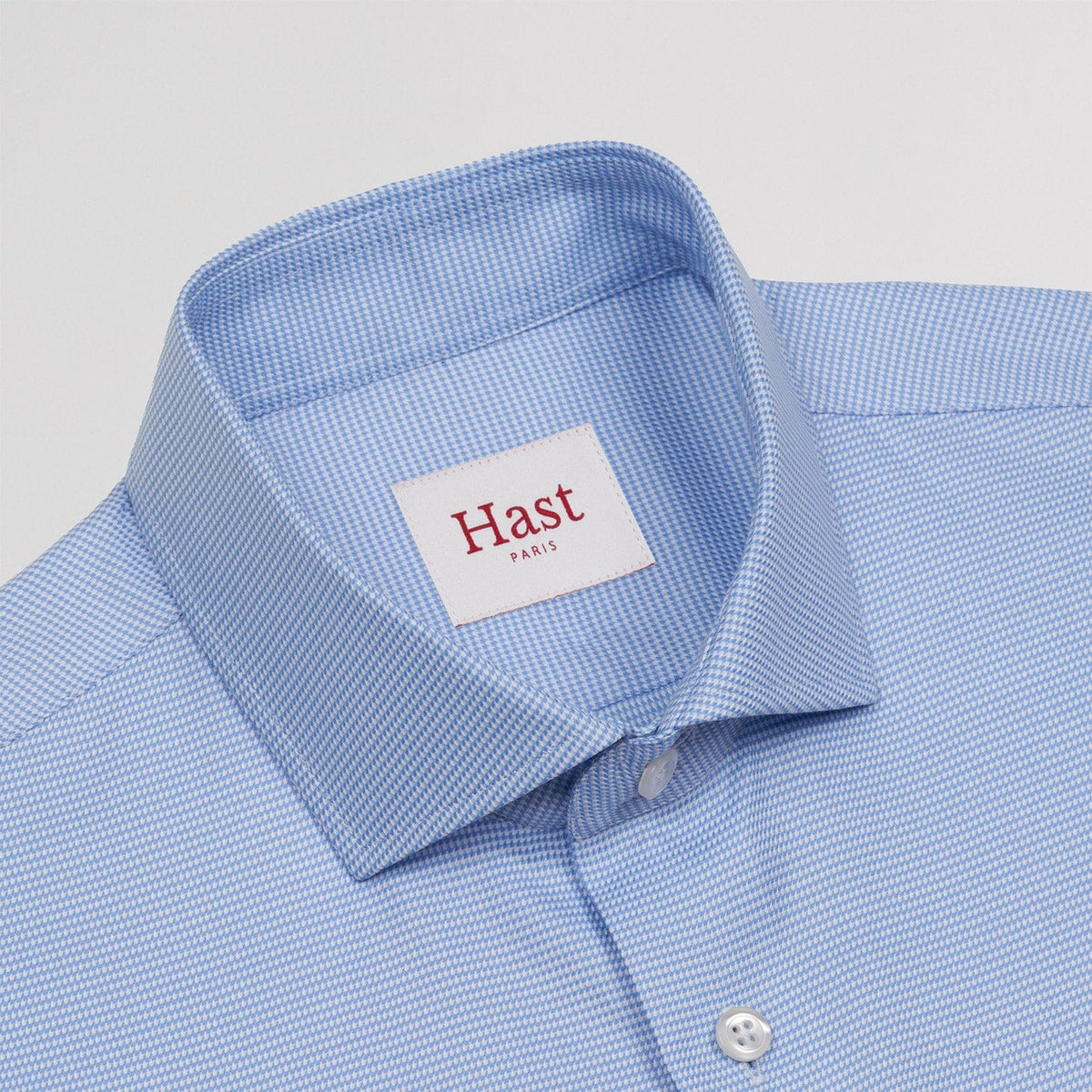 Chemise Cintrée En Oxford Double Retors Pied De Poule Bleue