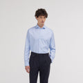 Chemise Cintrée En Oxford Double Retors Pied De Poule Bleue