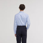 Chemise Cintrée En Oxford Double Retors Pied De Poule Bleue