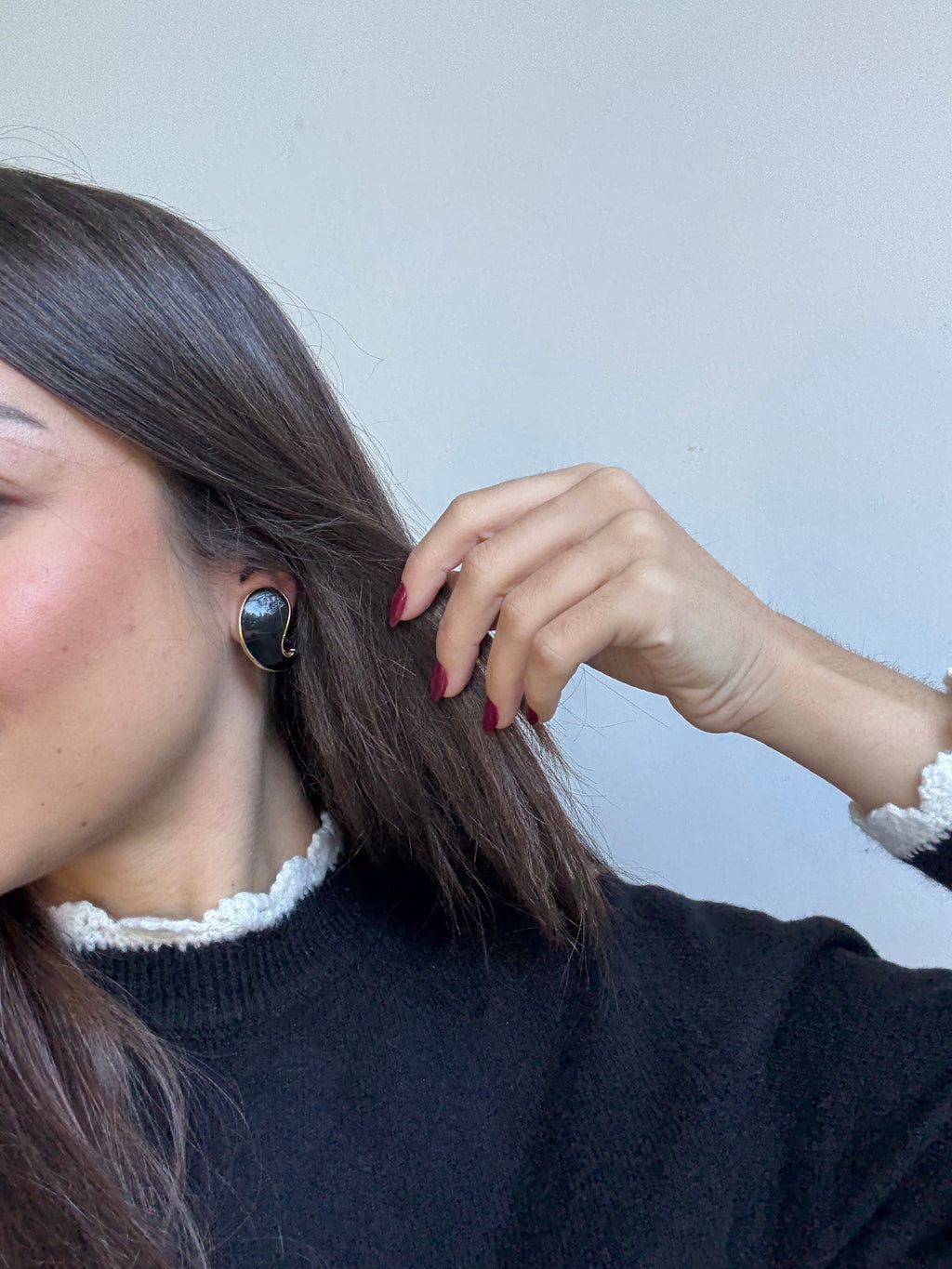 Boucles D’Oreilles Balenciaga Vintage - Gouttes Noires Et Dorées