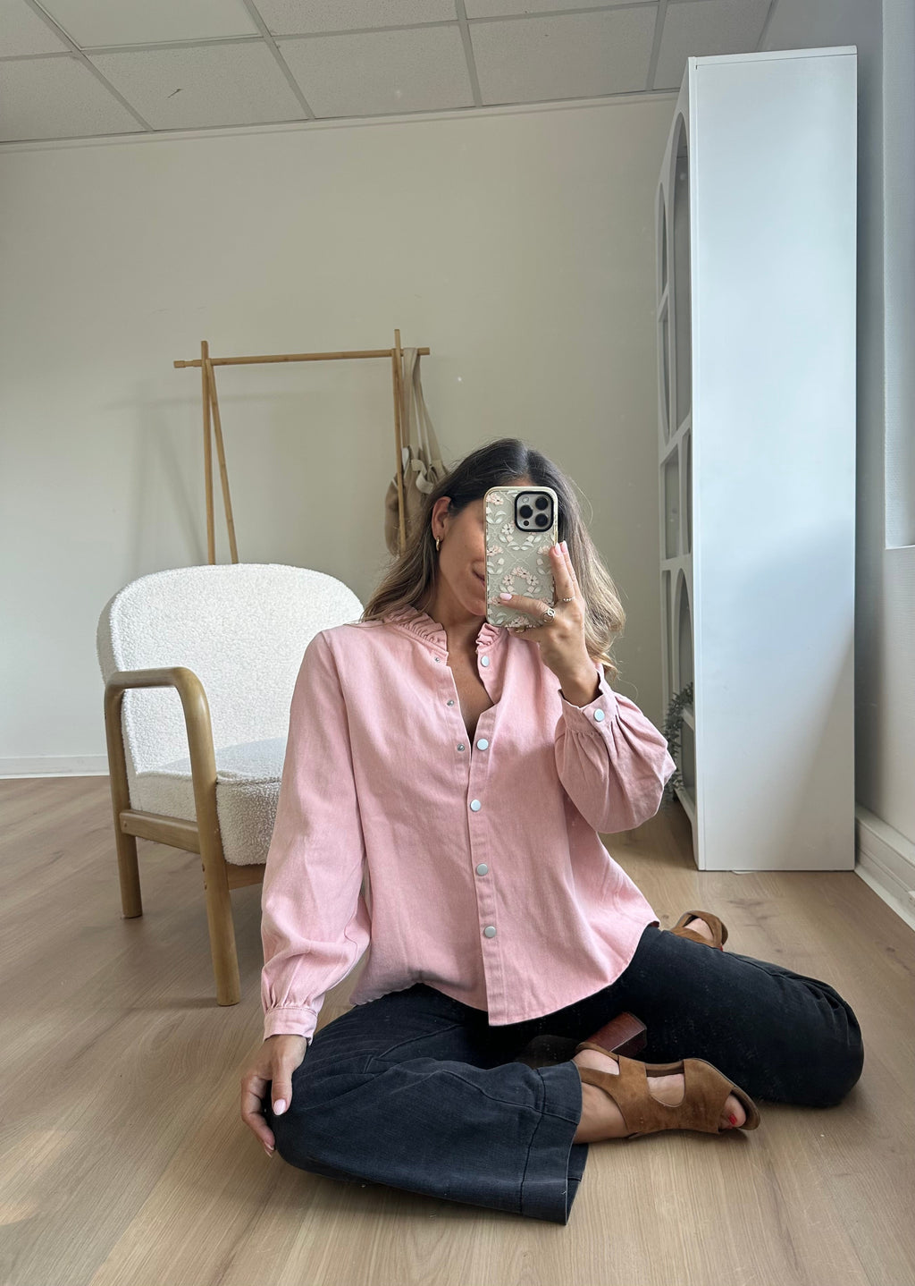 Veste en jean Livia rose