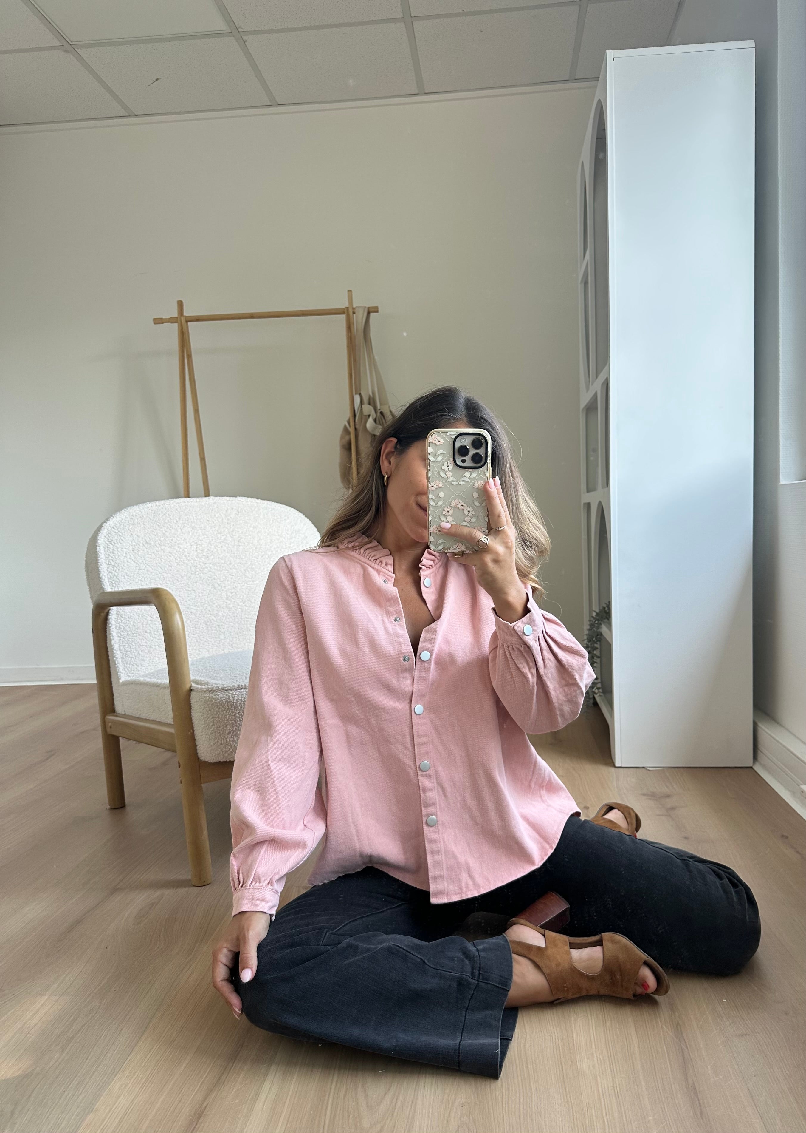 Veste en jean Livia rose