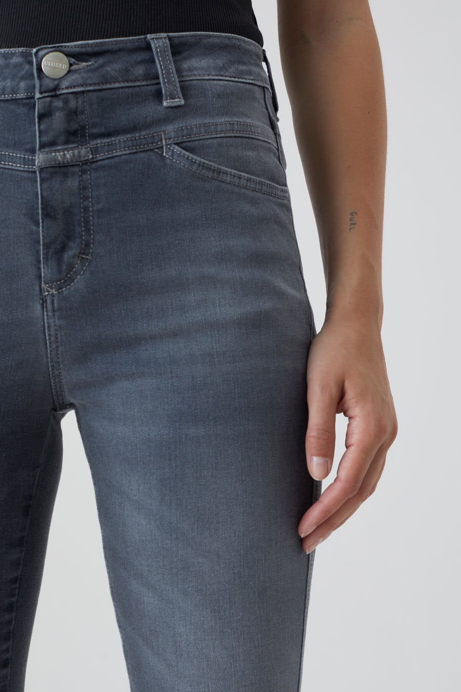 Vaquero Skinny Pusher - Mid Grey - Mujer