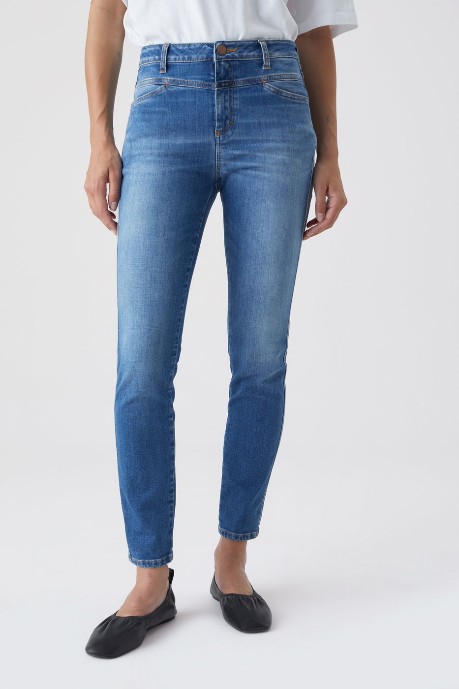 Skinny Pusher Jeans - Mid Blue - Women