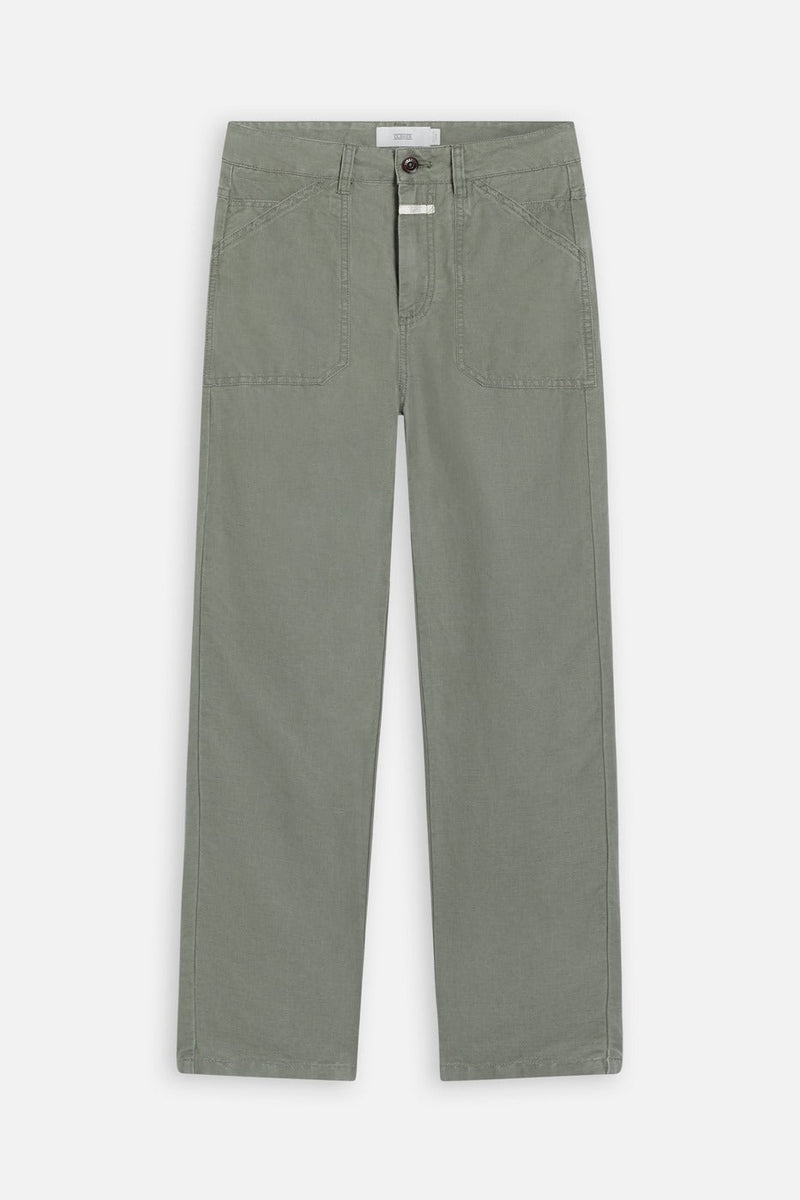 Pantalon Relaxed En Lin - Vert - Femme