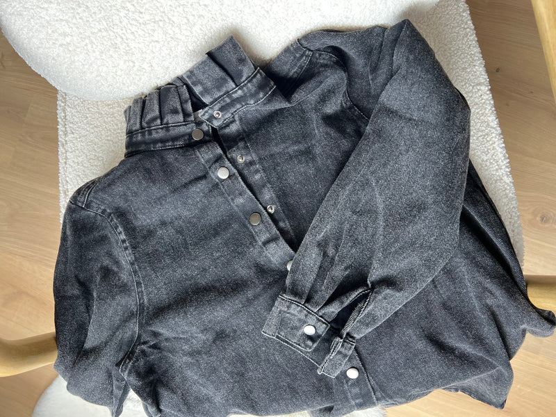 Veste En Jean Céleste Noir Chiné