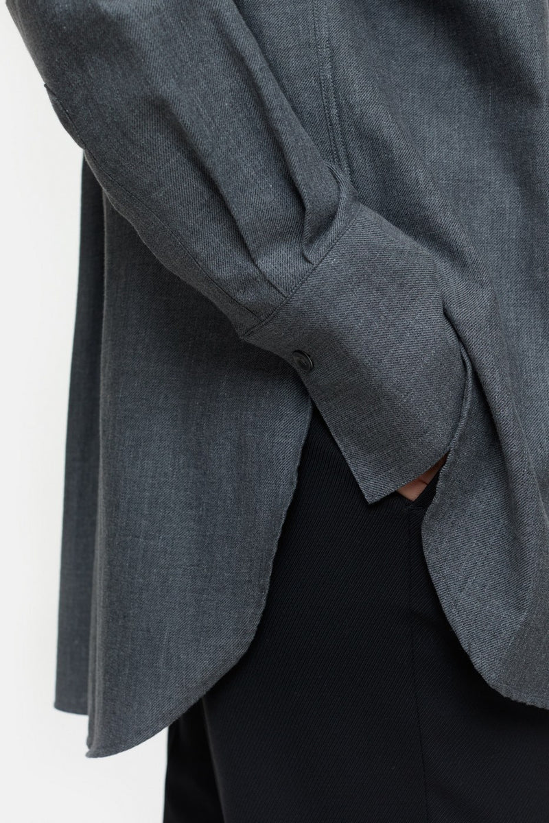 Chemise Surdimensionnée Avec Poche - Dark Grey Melange - Femme