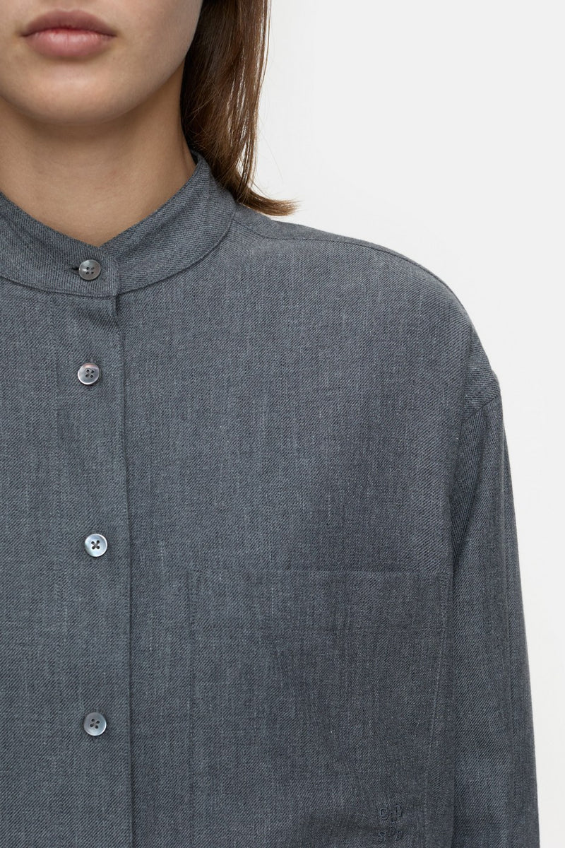 Chemise Surdimensionnée Avec Poche - Dark Grey Melange - Femme