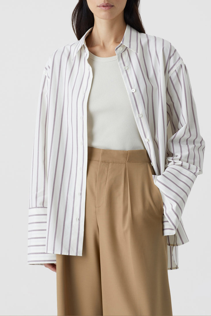 Camisa Con Botones Altos - Mulberry - Mujer