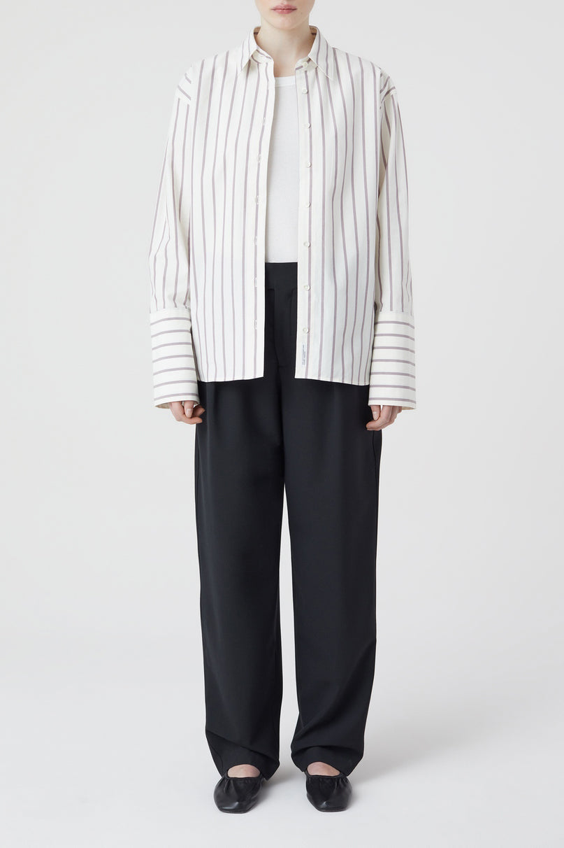 Camisa Con Botones Altos - Mulberry - Mujer