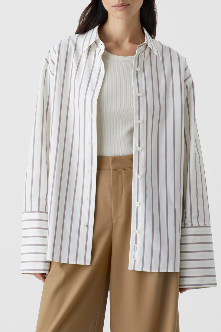 Camisa Con Botones Altos - Mulberry - Mujer