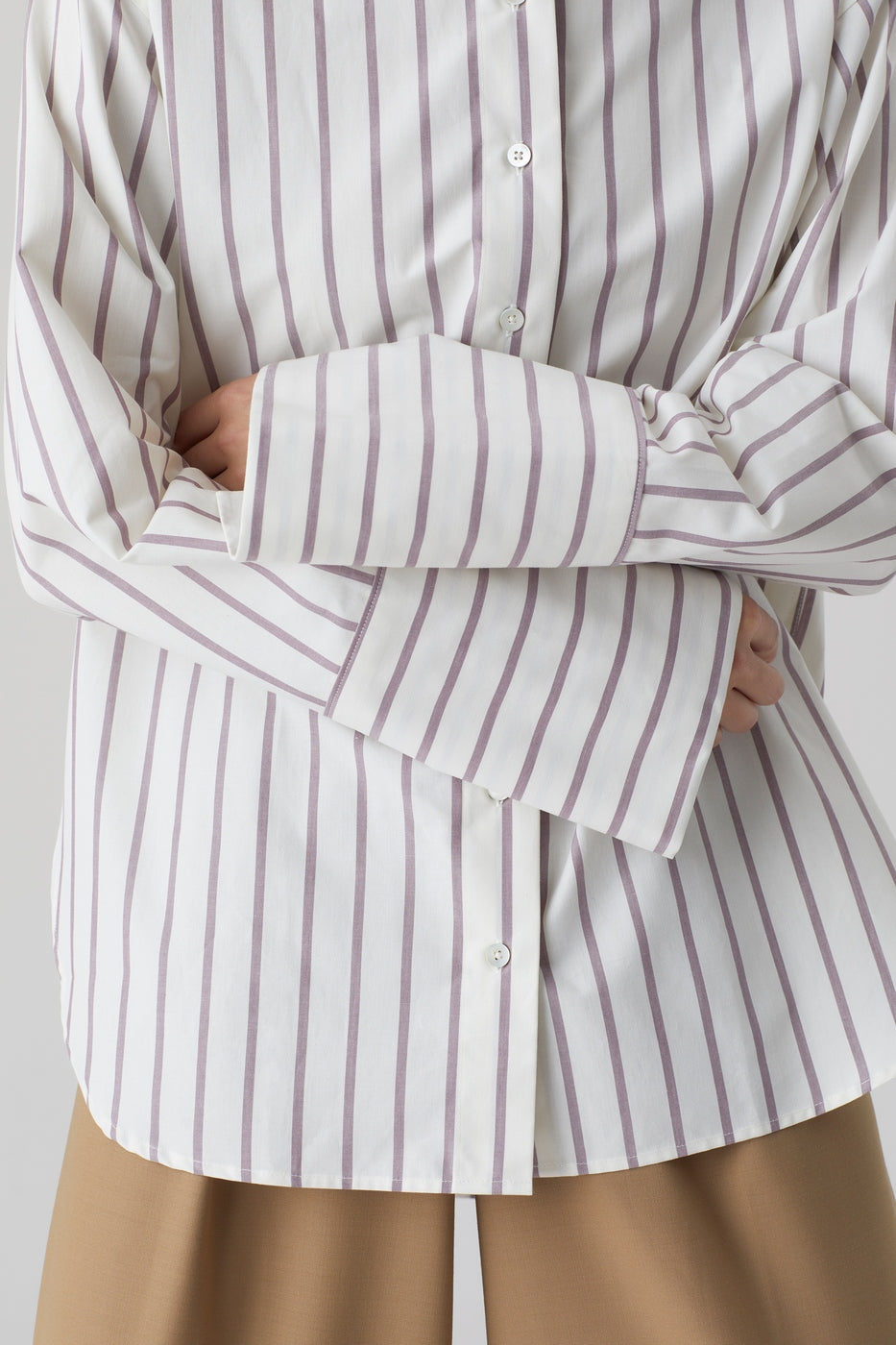 Camisa Con Botones Altos - Mulberry - Mujer