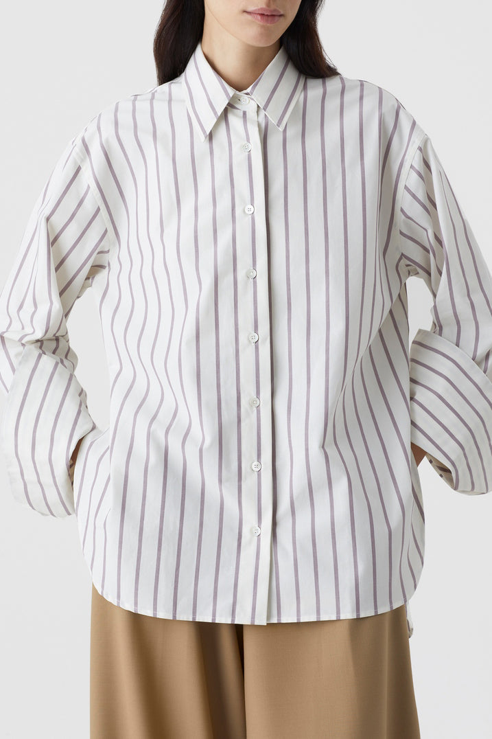 Camisa Con Botones Altos - Mulberry - Mujer