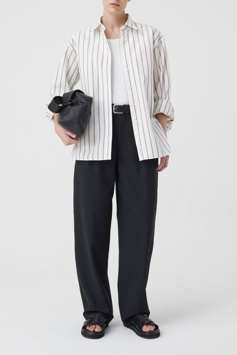 Camisa Con Botones Altos - Mulberry - Mujer