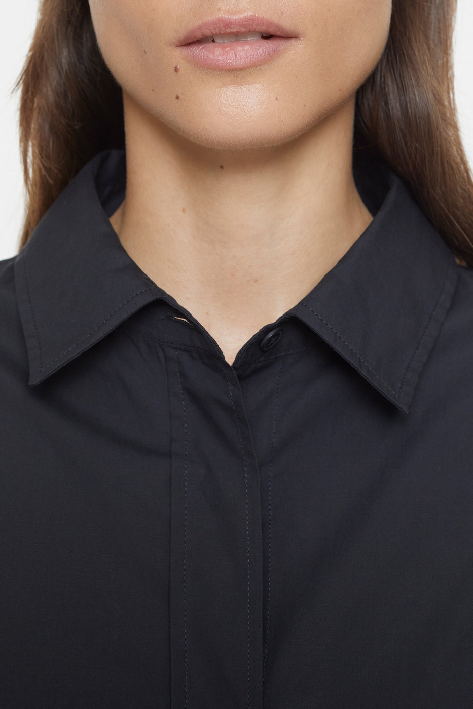 Camisa Larga Ajustada - Black - Mujer