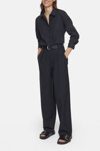 Camisa Larga Ajustada - Black - Mujer